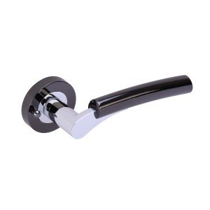 HUNTAĀ® Raida Lever on rose Black Nickel-Polished Chrome plated Privacy