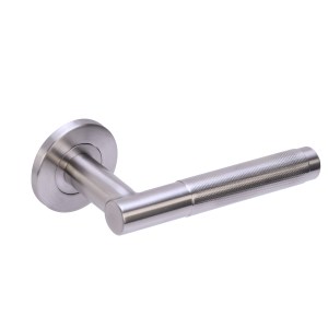 HUNTAĀ® Kotor Knurled Lever on Rose Satin Stainless Steel