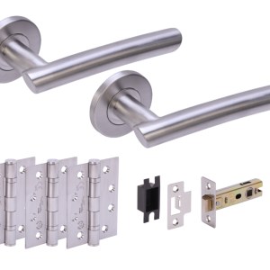 HUNTAĀ® MAGNA Satin Stainless Steel Passage Doorpack (x3 102mm FD hinges) 76mm CE latch