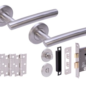 HUNTAĀ® MAGNA Satin Stainless Steel Bathroom Doorpack (x3 76mm hinges) 76mm CE bathlock