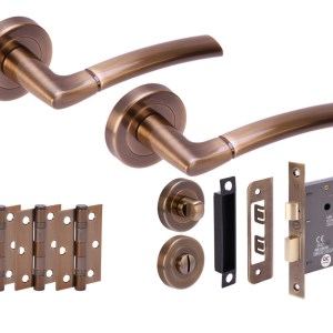 HUNTAĀ® NEMO Antique Bronze Bathroom Doorpack (x3 76mm hinges) 76mm CE bathlock