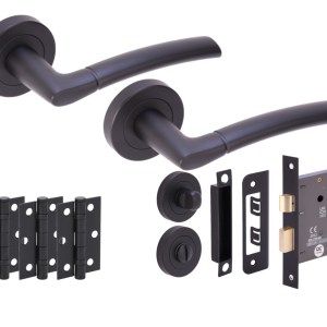 HUNTAĀ® NEMO Matt Black Bathroom Doorpack (x3 76mm hinges) 76mm CE bathlock