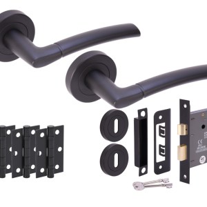 HUNTAĀ® NEMO Matt Black Sashlock Doorpack (x3 76mm hinges) 76mm CE 3L Lock