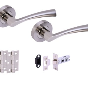 HUNTAĀ® LOBO Polished Nickel plated/Satin Nickel plated Passage Doorpack (x2 hinges) STD Latch