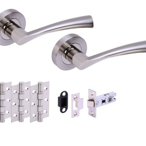 HUNTAĀ® LOBO Polished Nickel plated/Satin Nickel plated Passage Doorpack (x3 hinges) STD Latch