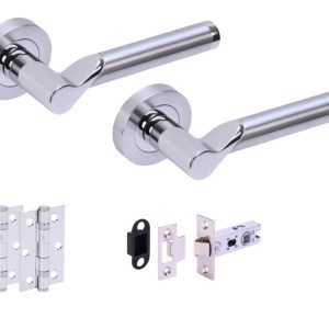 HUNTAĀ® HYDRUS Polished Chrome plated/Satin Chrome plated Passage Doorpack (x2 hinges) STD Latch