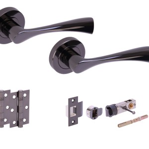 HUNTAĀ® ZENA Black Nickel Privacy Doorpack (x2 hinges) BULLET Latch