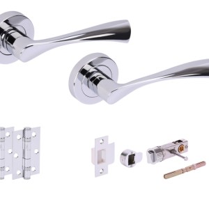 HUNTAĀ® ZENA Polished Chrome plated Privacy Doorpack (x2 hinges) BULLET Latch