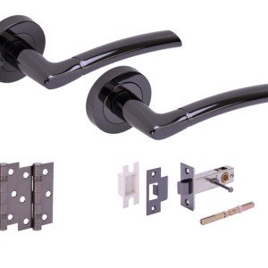 HUNTAĀ® NEMO Black Nickel Privacy Doorpack (x2 hinges) PREM Latch