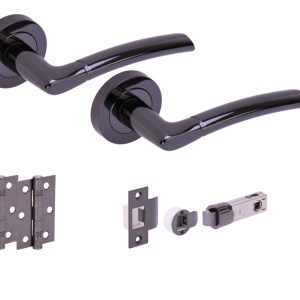 HUNTAĀ® NEMO Black Nickel Passage Doorpack (x2 hinges) BULLET Latch