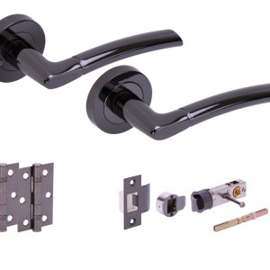 HUNTAĀ® NEMO Black Nickel Privacy Doorpack (x2 hinges) BULLET Latch