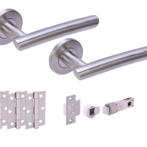 HUNTAĀ® MAGNA Satin Stainless Steel Passage Doorpack (x3 hinges) BULLET Latch