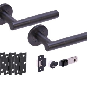 HUNTAĀ® KOTOR Knurled Graphite Grey Passage Doorpack (x3 hinges) BULLET Latch