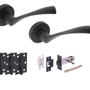 HUNTAĀ® ZENA Matt Black Privacy Doorpack (x3 hinges) PREM Latch
