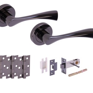 HUNTAĀ® ZENA Black Nickel Privacy Doorpack (x3 hinges) PREM Latch