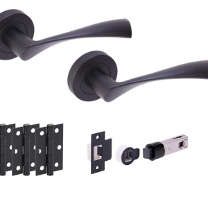 HUNTAĀ® ZENA Matt Black Passage Doorpack (x3 hinges) BULLET Latch