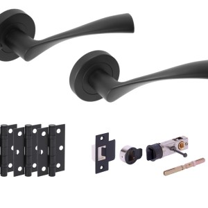 HUNTAĀ® ZENA Matt Black Privacy Doorpack (x3 hinges) BULLET Latch