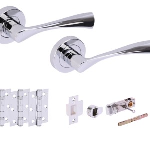 HUNTAĀ® ZENA Polished Chrome plated Privacy Doorpack (x3 hinges) BULLET Latch