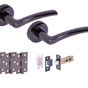 HUNTAĀ® NEMO Black Nickel Passage Doorpack (x3 hinges) PREM Latch