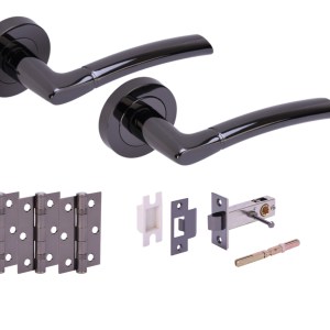 HUNTAĀ® NEMO Black Nickel Privacy Doorpack (x3 hinges) PREM Latch