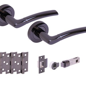 HUNTAĀ® NEMO Black Nickel Passage Doorpack (x3 hinges) BULLET Latch