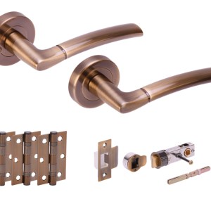 HUNTAĀ® NEMO Antique Bronze Privacy Doorpack (x3 hinges) BULLET Latch