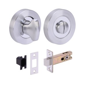 HUNTAĀ® Polished Chrome plated/Satin Chrome plated Bathroom Turn / Release Accessory Doorpack - STD Deadbolt (57mm Backset)