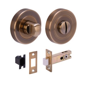 HUNTAĀ® Antique Bronze Bathroom Turn / Release Accessory Doorpack - STD Deadbolt (57mm Backset)