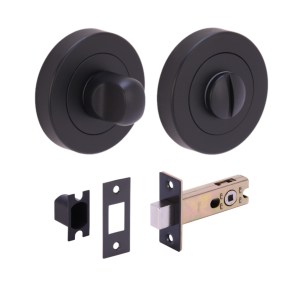 HUNTAĀ® Matt Black Bathroom Turn / Release Accessory Doorpack - STD Deadbolt (57mm Backset)