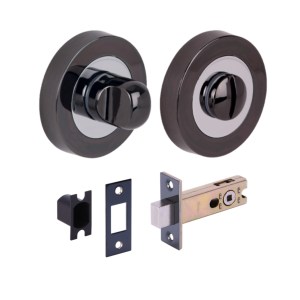 HUNTAĀ® Black Nickel/Polished Chrome plated Bathroom Turn / Release Accessory Doorpack - STD Deadbolt (57mm Backset)