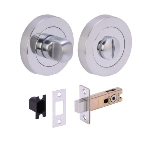 HUNTAĀ® Polished Chrome plated/Satin Chrome plated Bathroom Turn / Release Accessory Doorpack - STD Deadbolt (57mm Backset)