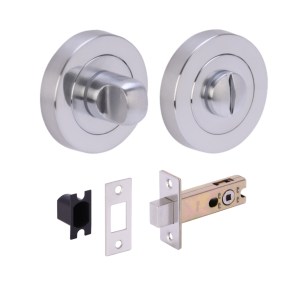 HUNTAĀ® Satin Chrome plated Bathroom Turn / Release Accessory Doorpack - STD Deadbolt (57mm Backset)
