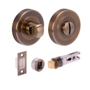 HUNTAĀ® Antique Bronze Bathroom Turn / Release Accessory Doorpack - BULLET Deadbolt (57mm Backset)