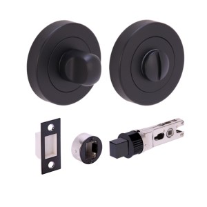 HUNTAĀ® Matt Black Bathroom Turn / Release Accessory Doorpack - BULLET Deadbolt (57mm Backset)