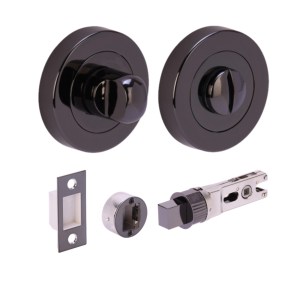 HUNTAĀ® Black Nickel Bathroom Turn / Release Accessory Doorpack - BULLET Deadbolt (57mm Backset)