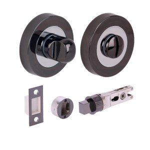 HUNTAĀ® Black Nickel/Polished Chrome plated Bathroom Turn / Release Accessory Doorpack - BULLET Deadbolt (57mm Backset)