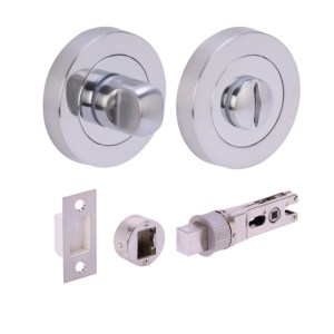 HUNTAĀ® Polished Chrome plated/Satin Chrome plated Bathroom Turn / Release Accessory Doorpack - BULLET Deadbolt (57mm Backset)