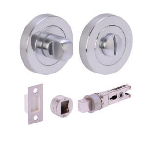 HUNTAĀ® Satin Chrome plated Bathroom Turn / Release Accessory Doorpack - BULLET Deadbolt (57mm Backset)