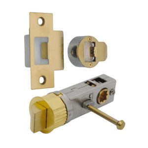 CORE-BULK Quick Latch - Round Push Button Privacy Latch 71mm (57mm Backset) Satin Brass