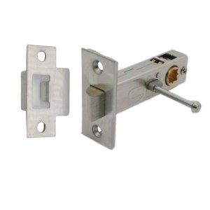 CORE-BULK Premium Rectangular Push Button Privacy Tubular Latch 71mm (57mm Backset) Satin Nickel/ Satin Chrome