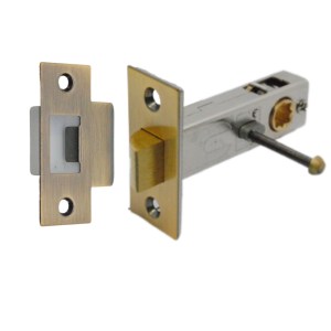 CORE-BULK Premium Rectangular Push Button Privacy Tubular Latch 71mm (57mm Backset) Antique Brass