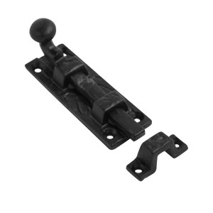 BLACK COUNTRY FOUNDRY Door Bolt Straight 75mm on Black Antique