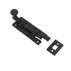 BLACK COUNTRY FOUNDRY Door Bolt Necked 75mm on Black Antique