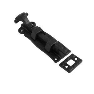 BLACK COUNTRY FOUNDRY Door Bolt Necked 100mm on Black Antique