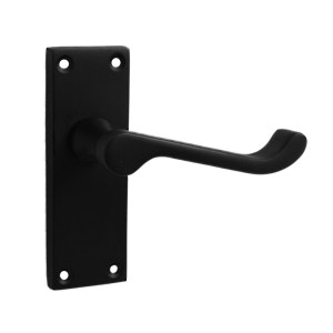 ONYX Victorian Scroll Lever Latch Matt Black