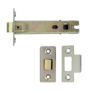 i-CE Locking Systems Tubular Latch (Bolt Through) 100mm CE Rated Satin Nickel Plated