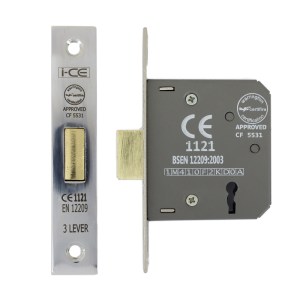 i-CE Locking Systems 3 Lever Deadlock 63mm CE Rated Nickel Plated