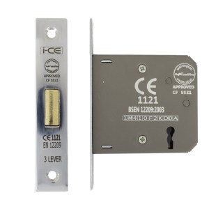 i-CE Locking Systems 3 Lever Deadlock 75mm CE Rated Nickel Plated