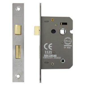 i-CE Locking Systems Bathroom Lock 63mm CE Rated Satin Nickel Plated
