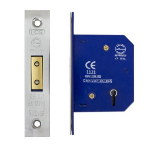 i-CE Locking Systems 5 Lever Deadlock 63mm CE Rated Nickel Plated